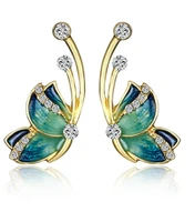 2022 trend butterfly inlaid rhinestone wings blue earrings earrings for women aretes de mujer gothic women jewelry cool stuff