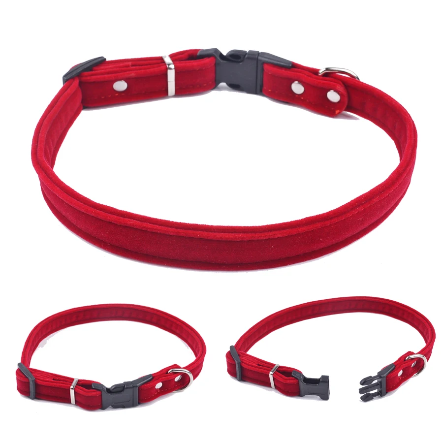 для собак ошейник все Красные замшевые ошейники маленьких средних Регулируемый