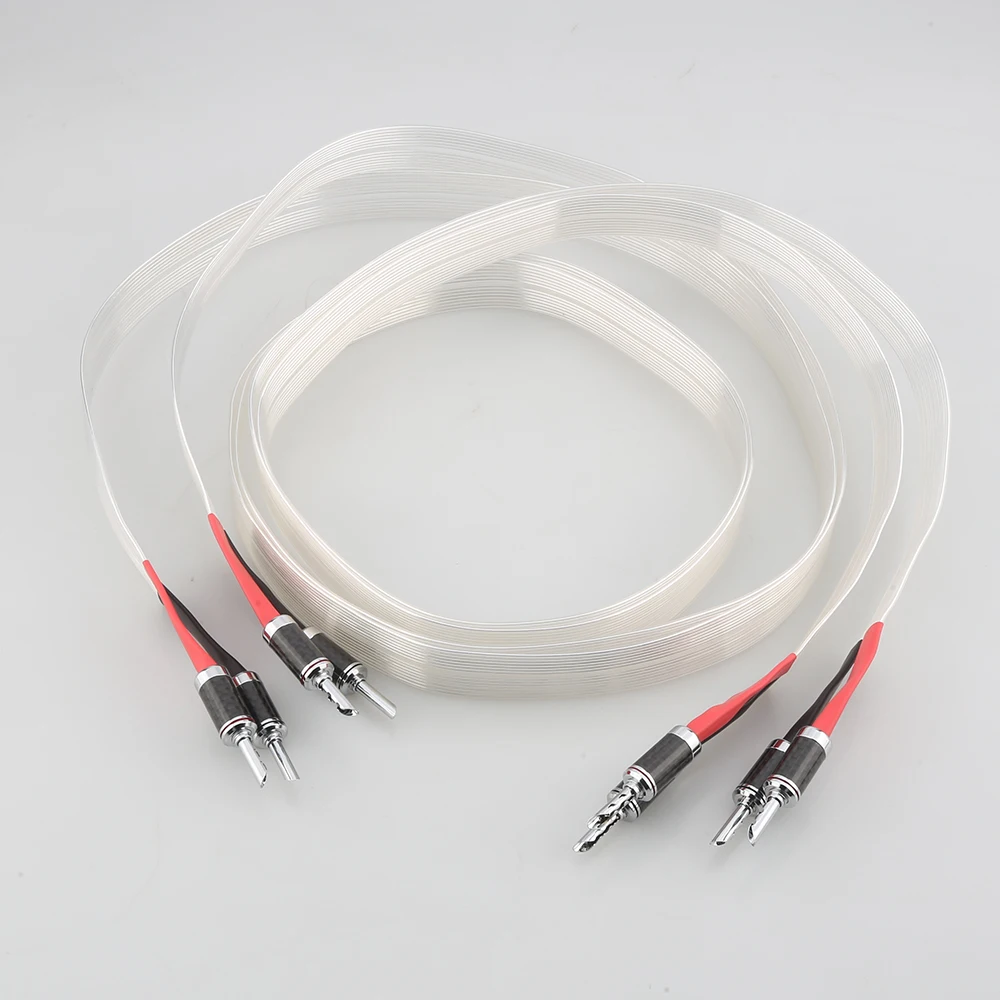 audiocrast pair hifi audio speaker cable occ silver plated speaker wire carbon fiber banana plug free global shipping