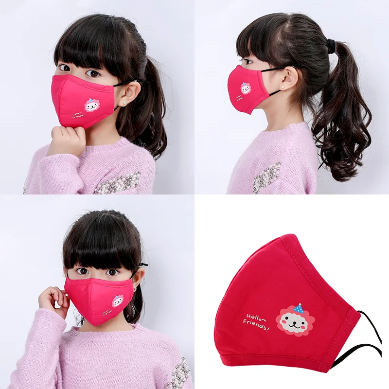 

PM25 Filter Kids Children Face Mouth Mask Kids Masks Cotton Reusable Washable Mask Black Child Kid PM2.5 Mask Cartoon Pink Cute