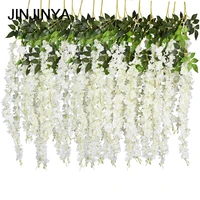 12 pcs 45inch wisteria artificial flower silk vine garland hanging for wedding party garden outdoor greenery office wall decor