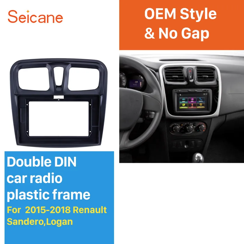 

Seicane 10.1" Car Radio Frame Fascia For 2015-2018 RENAULT SANDERO/LOGAN 2 Din Stereo Refitting Mounted Install Trim Bezel Kit