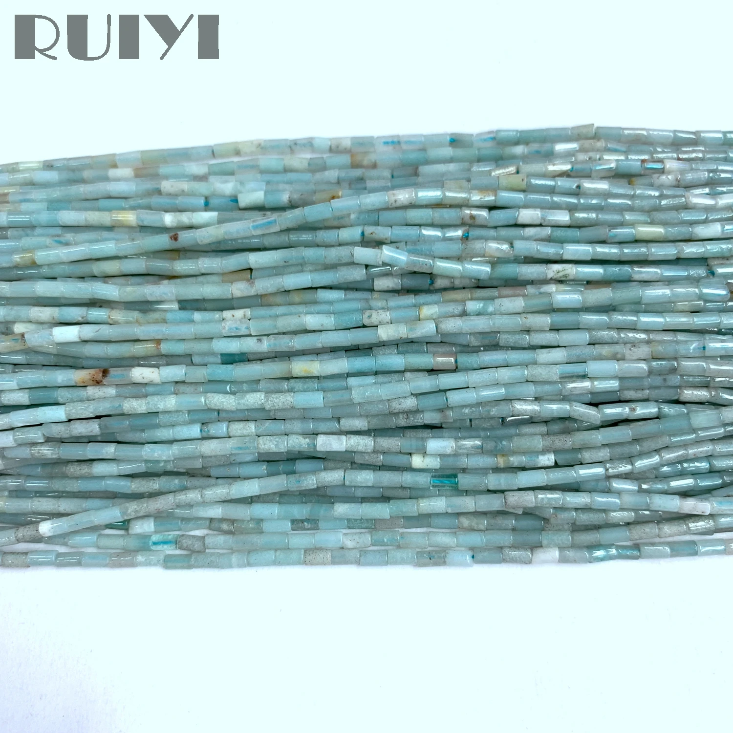 Натуральный Амазонит Ruiyi гладкая трубка 2x4 мм небольшой акварель свободный