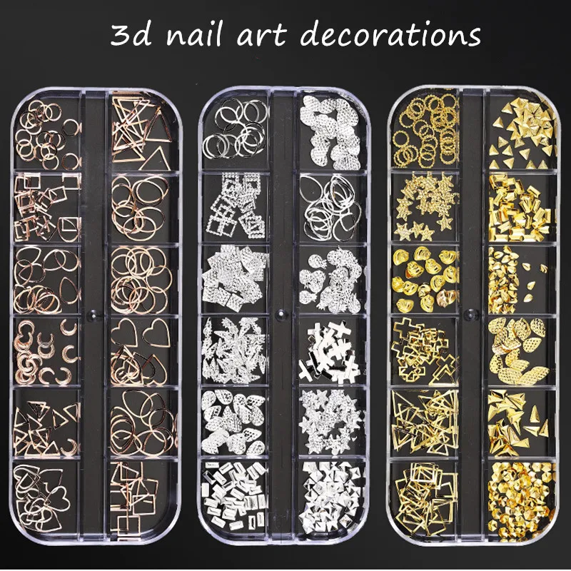 1 коробка сердце наклейки для ногтей металлические гвоздики любовь Nailart заклепки