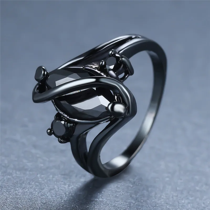 Винтажные Модные кольца с черным камнем маркиза для женщин и мужчин свадебные