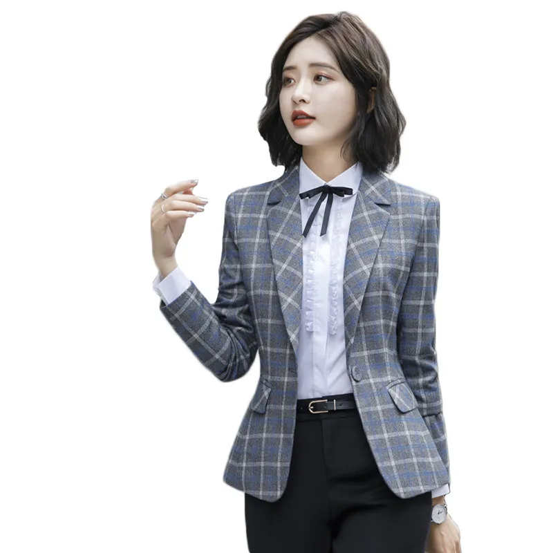 

Small Suit Jacket Women 2021 Spring Autumn New Plaid Plus Size Short Slim Retro Casual Suit Jacket Femeal JD1081