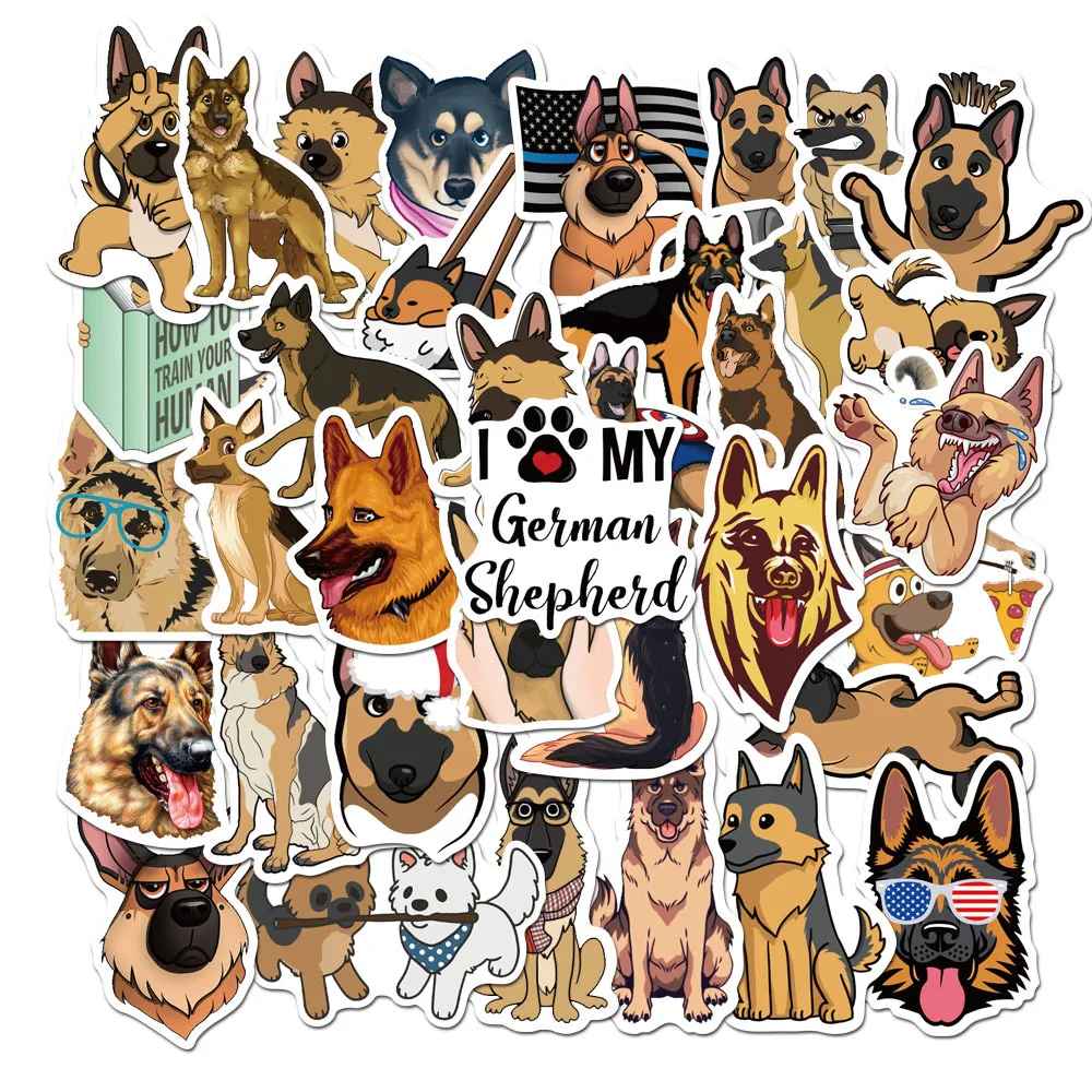 1050pcs german shepherd cute dogs waterproof cartoon sticker for luggage car guaitar skateboard phone laptop bicycle stickers free global shipping