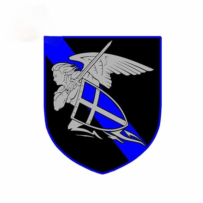 

Saint Michael Blue Line Police Shield Law Enforcement Car Stickers Vinyl Helmet RV VAN Graphics KK13*11cm