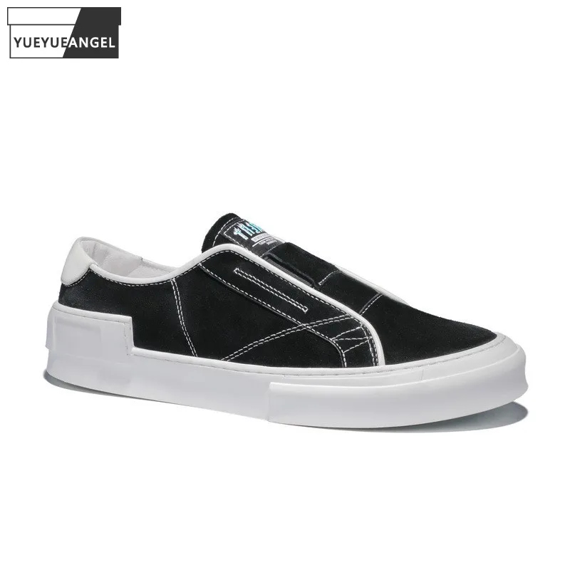 

Мужские замшевые туфли для скейтборда, низкие Лоферы без застежки, круглый носок, Повседневная Уличная обувь, плоская подошва, кроссовки, ве...