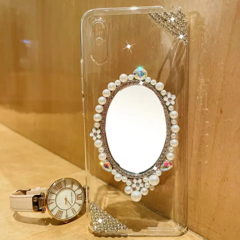 

Case For RedMi Note 10 4G 9S 8 Pro 7 Handmade Fashion Shiny Rhinestone Transparent PC Back Cover RedMi Note 10S Phone Cases