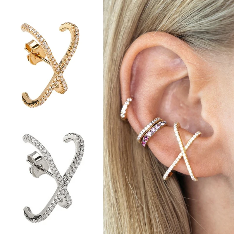 

VINY Bijoux Femme 2021 Fashionable Pendientes Gift Fine Real 925 Sterling Silver Earrings For Women X Type Stud Earrings СеѬги