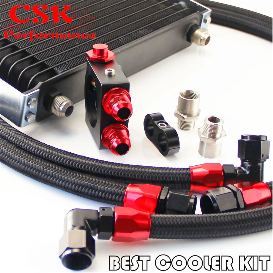 

Thermostatic / Thermostat Sandwich Plate + Trust AN10 10 row oil cooler kit BK