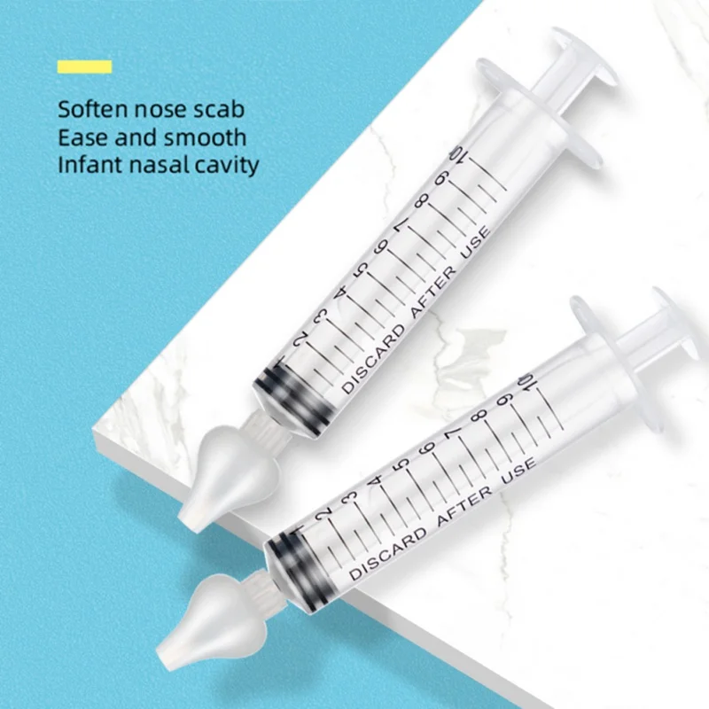 Tubo de aguja para limpieza de Nariz de beb&eacute;, aspirador Nasal para cuidado de beb&eacute;, limpiador, rinitis Nasal, 10ML, 2 uds.-1