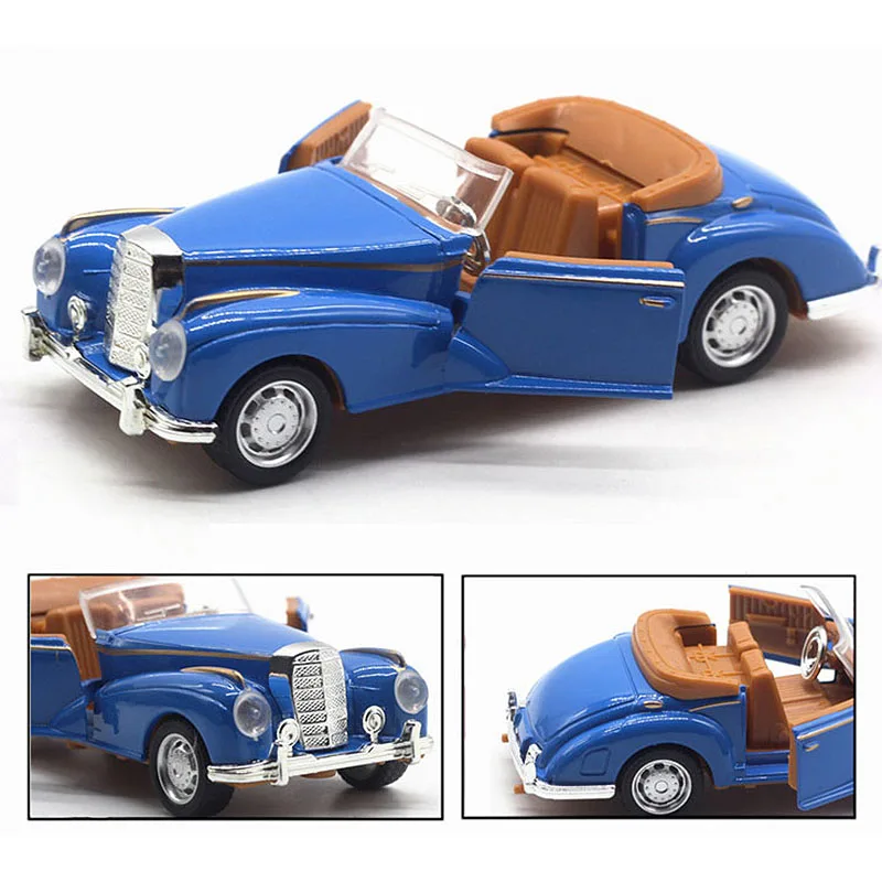 

1:36 High Simulation Convertible Retro Vintage Car Alloy Pull Back Car Models Metal Diecast Toy Vehicle White Battery CT0240