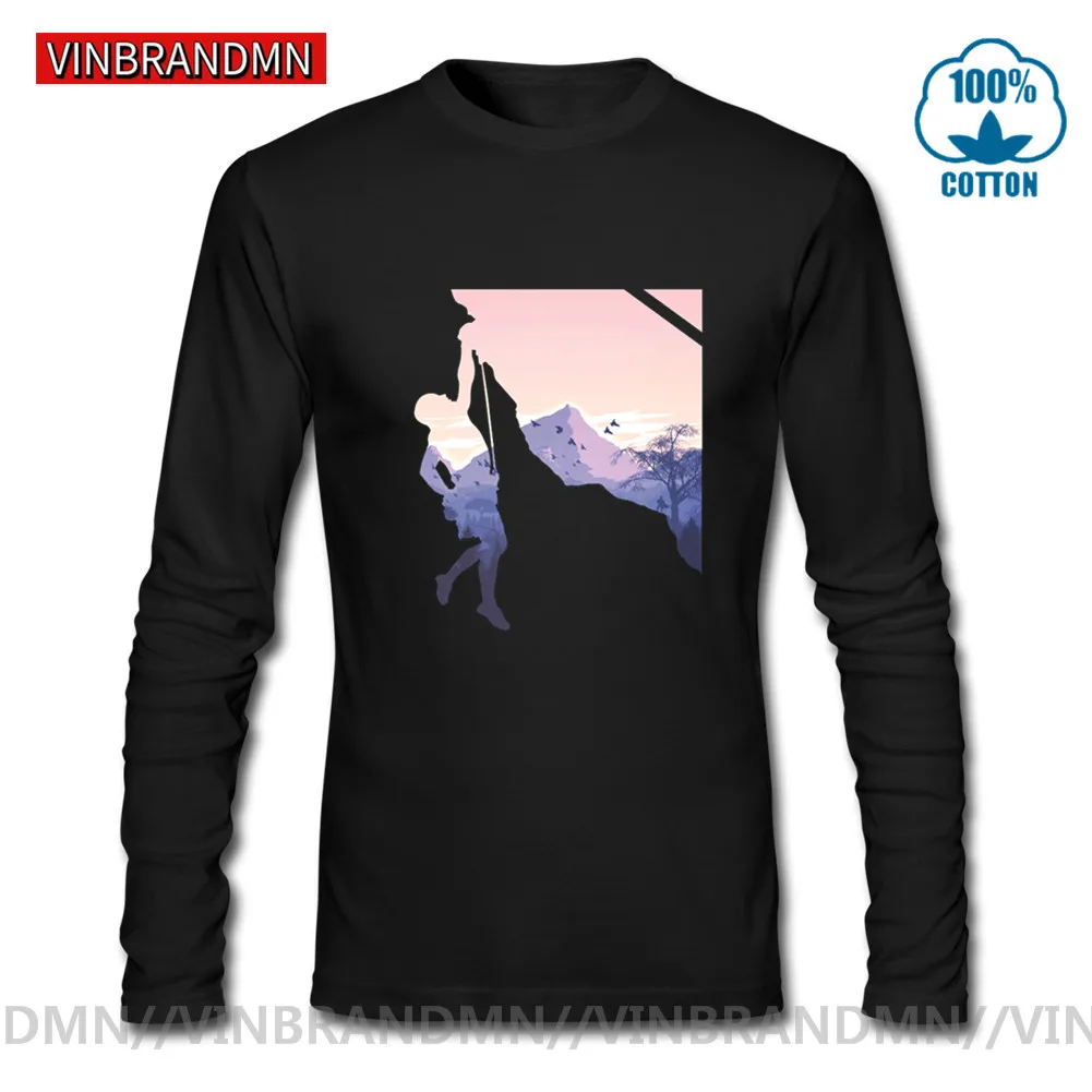 Футболка мужская с длинным рукавом хлопок забавная для альпинизма горного