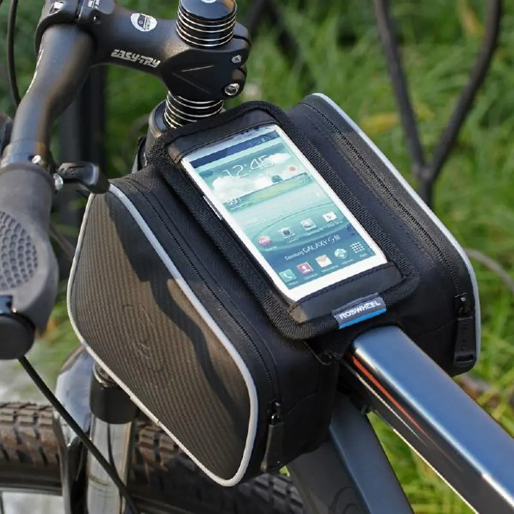 

Cycling Bike Front Frame Bag Tube Pannier Touch Screen Cellphone Bicycle Accessories Road Bike Riding Bag
