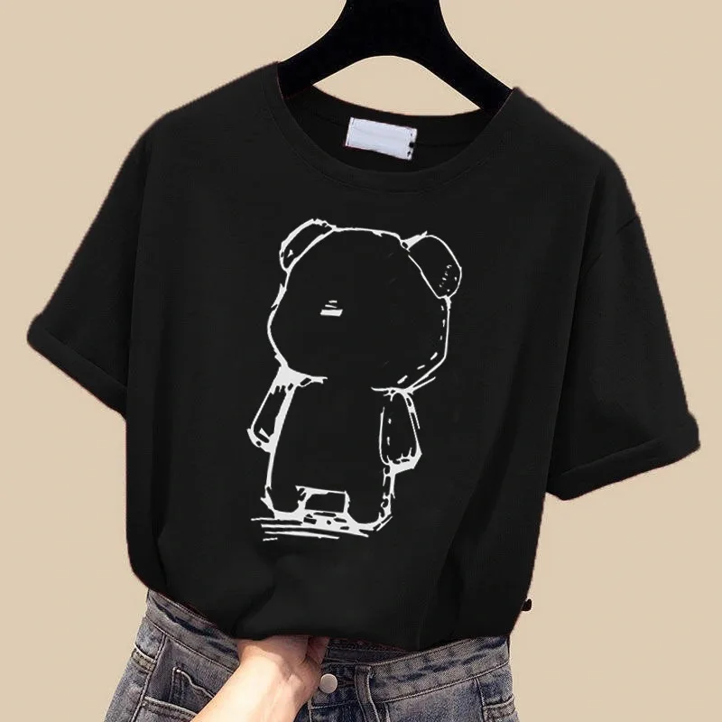 Черная Милая футболка оверсайз с графическим рисунком странные вещи Корейская