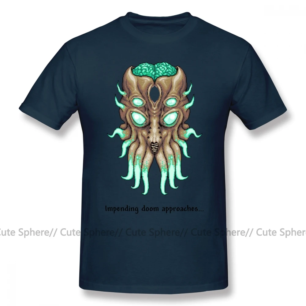 Футболка Terraria, футболка Terraria Moon Lord, короткие рукава уличная одежда, футболка, большая футболка из 100 хлопка, отличная графическая футболка - Цвет: Navy Blue