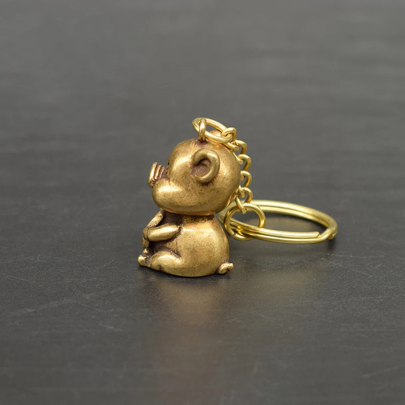 Античная латунная Подвеска со свиньей для брелока металлическая медная с
