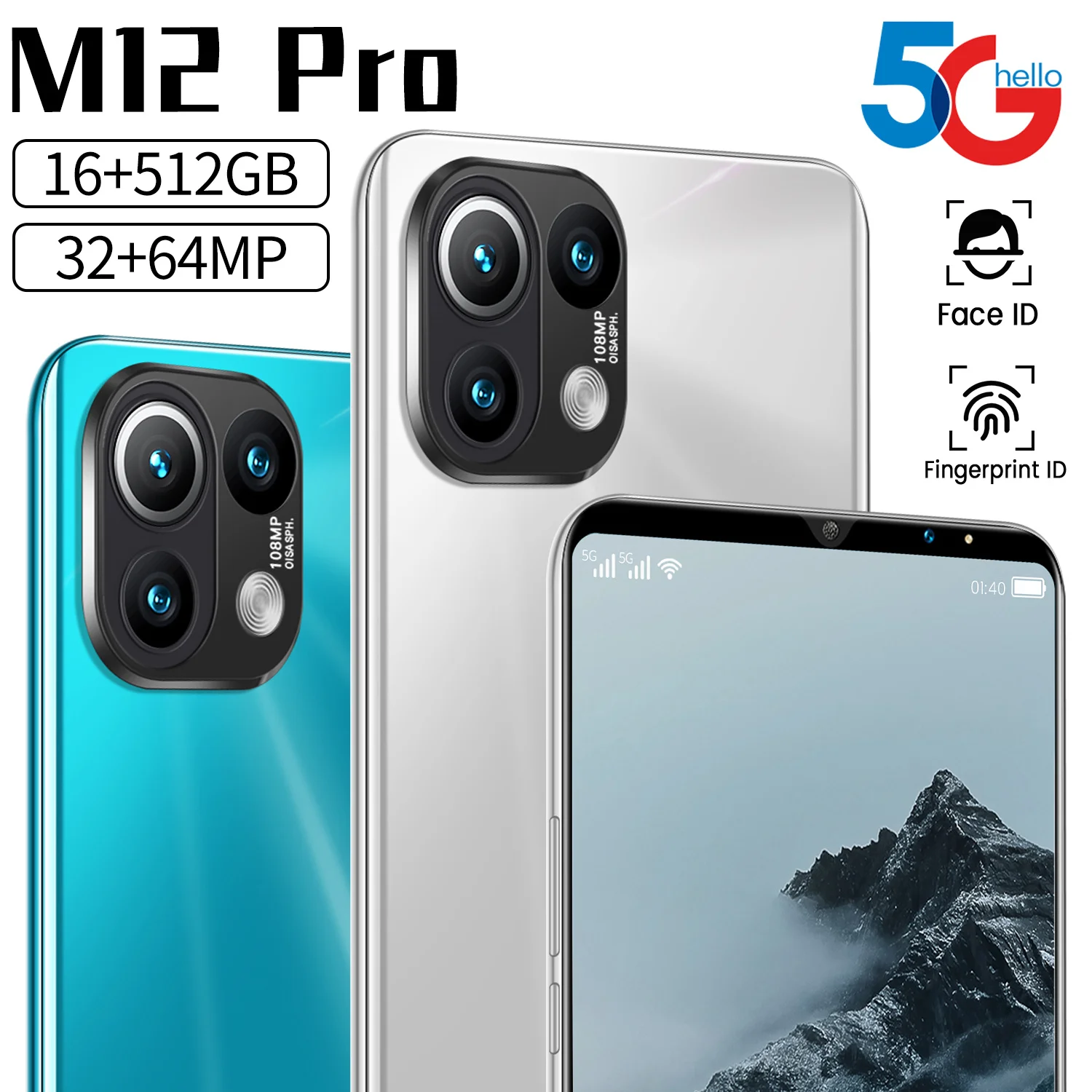 

Mobile Phone Xiao M12 Pro MT6889 16GB+512GB 6.1Inch Android 11.0 Global Version Dual SIM Card 6000mAh 32+64MP 5G Smartphone
