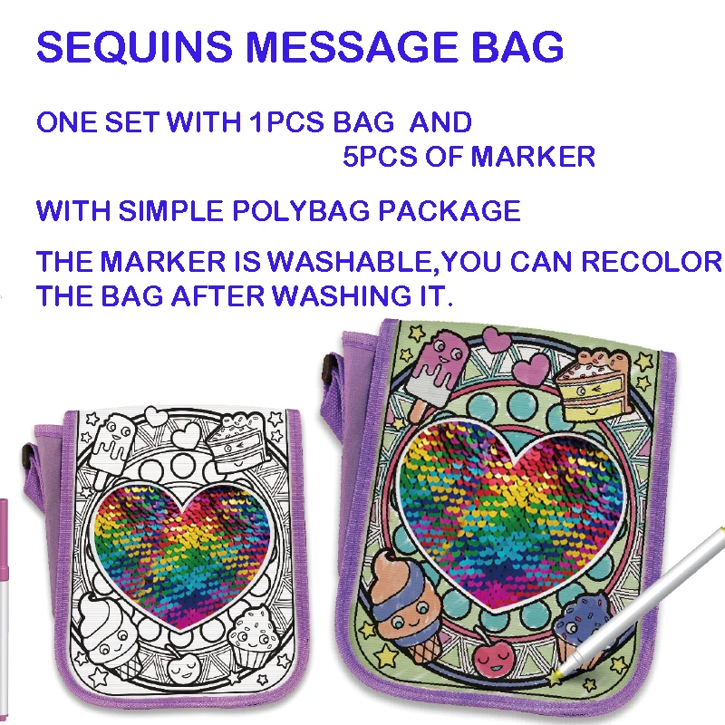 Бесплатная доставка сделай сам Детская сумка для рисования цветная мессенджер с