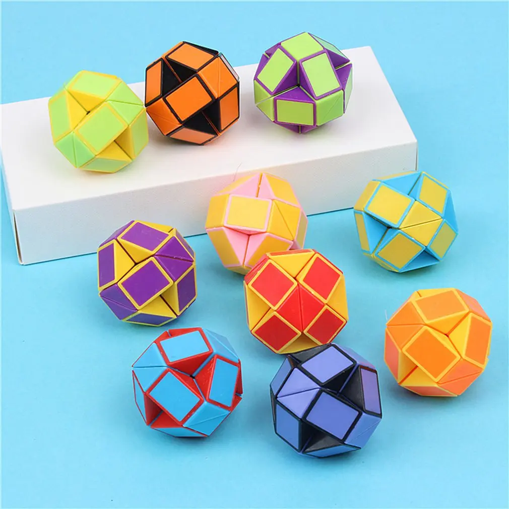 

12PCS SET 3D Colorful Magic Ruler 24 Segments Snake Twist Cube Puzzle Game Kids Learning Educational Toys Random Color