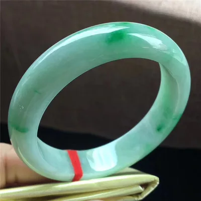 

Zheru Jewelry Natural Light Green Burmese Jade 54-64mm Bracelet Elegant Princess Jewelry Best Gift for Mother and Girlfriend