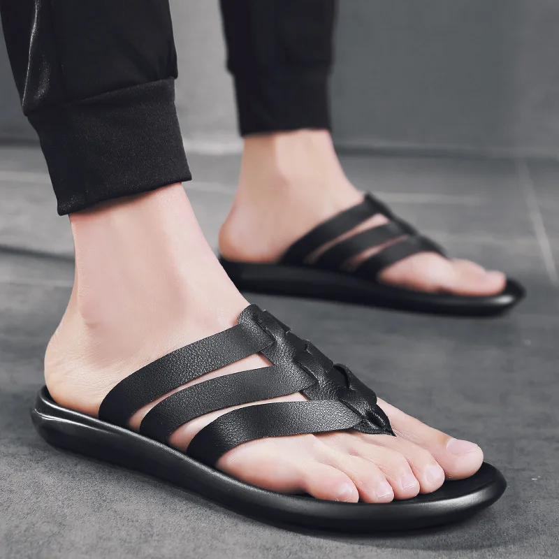 Летние мужские тапочки Нескользящие Вьетнамки повседневные Шлепанцы из