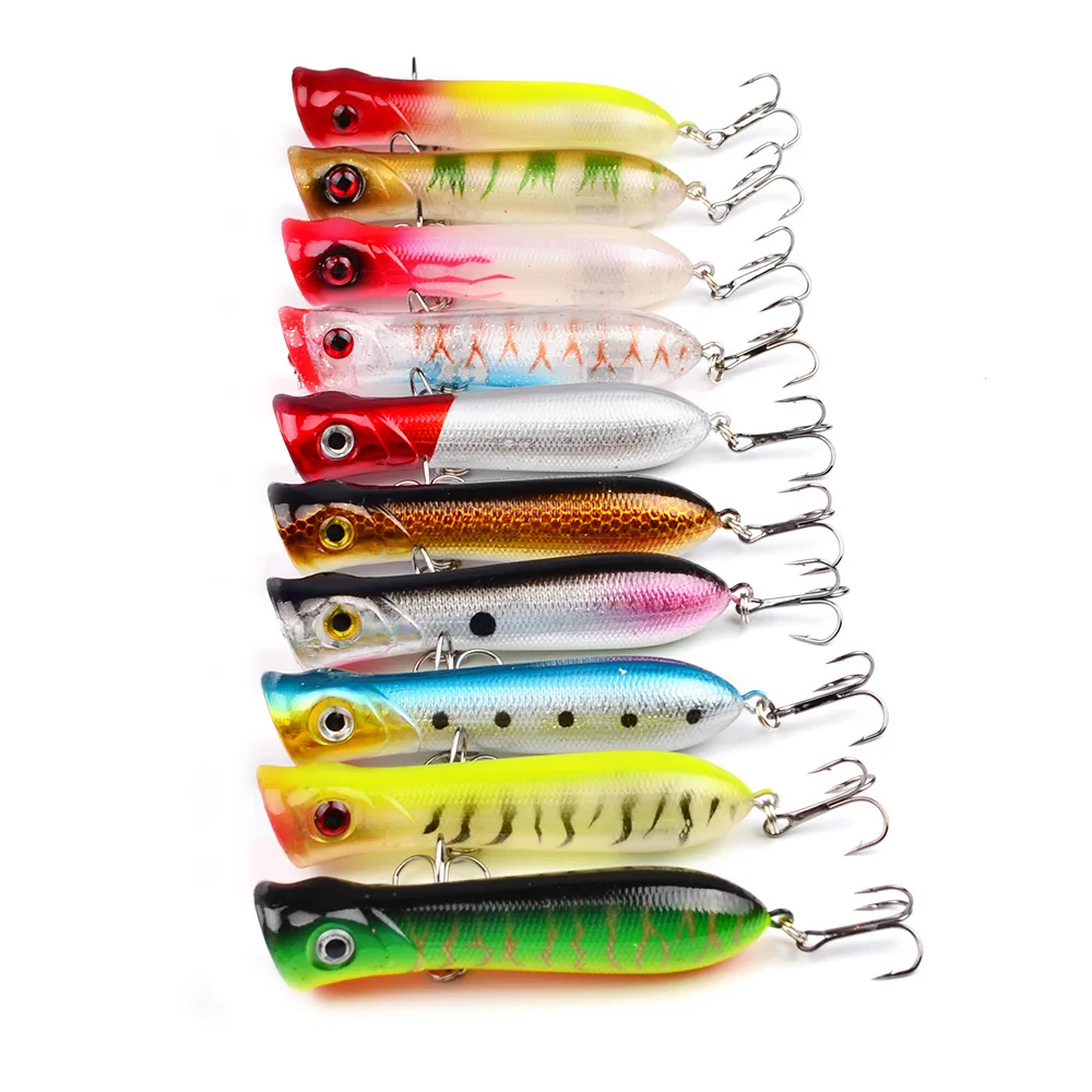 

1pcs Popper Wobbler Fishing Lure With Treble Hooks 8cm 12g Floating Crankbait Pesca Artificial Topwater Hard Bait For Bass Carp