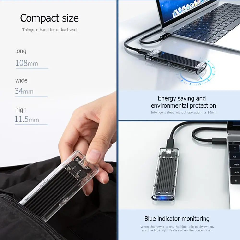 ORICO TCM2F C3 M2 SSD чехол M.2 NGFF на USB3.1 Тип C корпус жесткого диска Прозрачный 5 Гбит/с