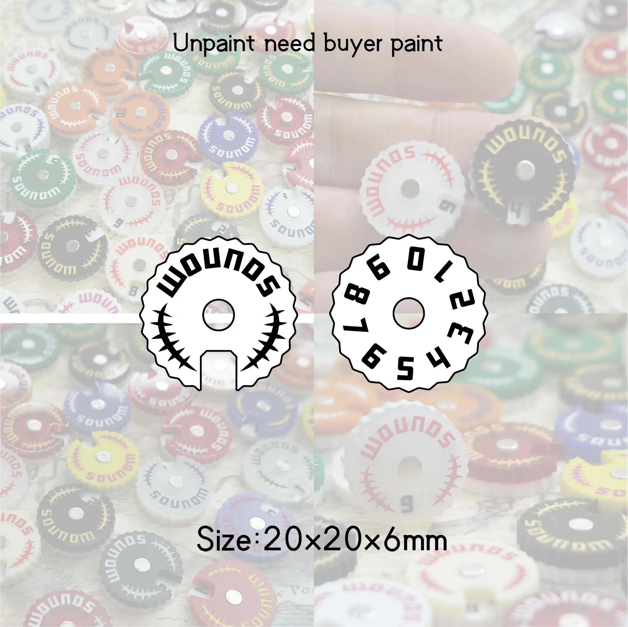 20mm version - Wound Tracker Counter /Dial/Marker 0-9 Wound Counter - 10 sets- need buyer paint