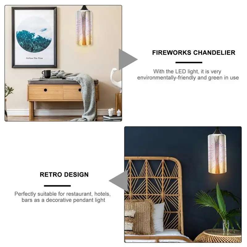 

1pc Chic Creative Firework Style Hanging Lamp Glassy Pendant Light for Hotel Home