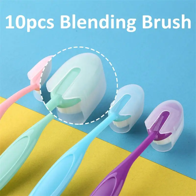 

10pcs/pack Blending Brushes Cap Kit Strong Handles Soft Bristles for Ink Stamp Water-based Card Background Stencil Craft DIY