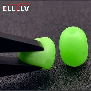 Elllv 100 шт. Зеленая морская Рыбалка цилиндрические мягкие резиновые светящиеся бусины светящиеся стопоры приманка на рыболовный крючок аксессуары