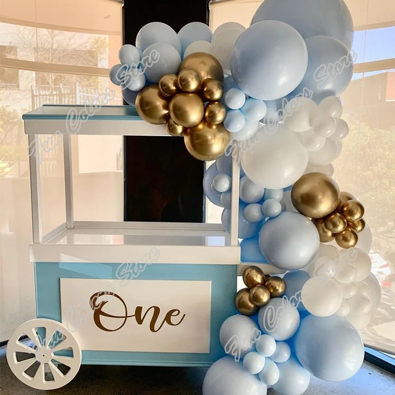 

101pcs Doubled Macaron Blue Wedding Birthday Party Supplies Backdrop Baby Shower Welcome Holiday Decor Balloon Garland Arch Kits