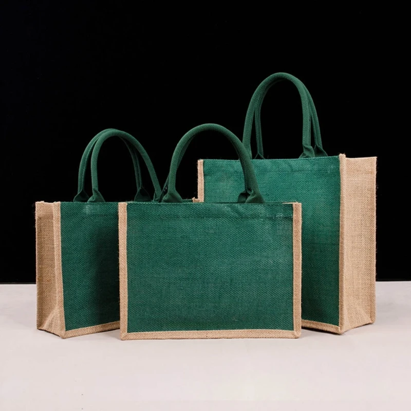 

Women Jute Burlap Tote Bag Large Reusable Grocery Bags with Handles Swag Shopping Handbag Beach Travel Storage Organizer