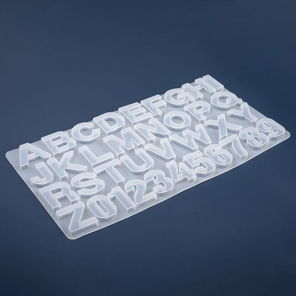 26 letters rubber silicone repeatable crystal mold Clear Mold 3D Alphabet & Number Epoxy Resin Craft DIY Epoxy Resin Mold