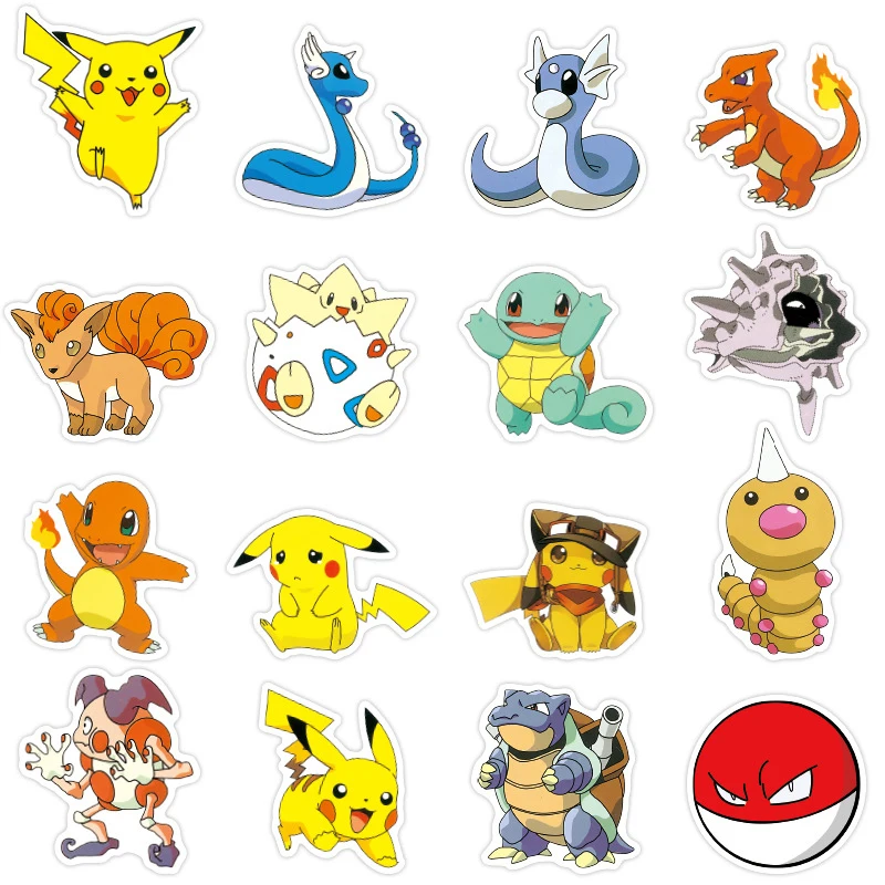 10/50Pcs/set Pokémon Graffiti Cartoon Anime Pikachu Kawaii Sticker Cute Luggage For Fashion Laptop Decals Suitcase Skateboard - купить по