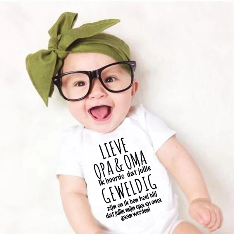 Body divertido para beb&eacute;, mono con estampado de LIEVE OPA & OMA Ik Hoorde Dat Jullie, mono de anuncio de embarazo para reci&eacute;n nacido, ropa informal, 2021-0