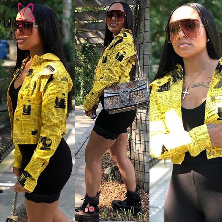 Новый осень зима Для женщин Письмо Newsapper печати с длинными рукавами ажурным