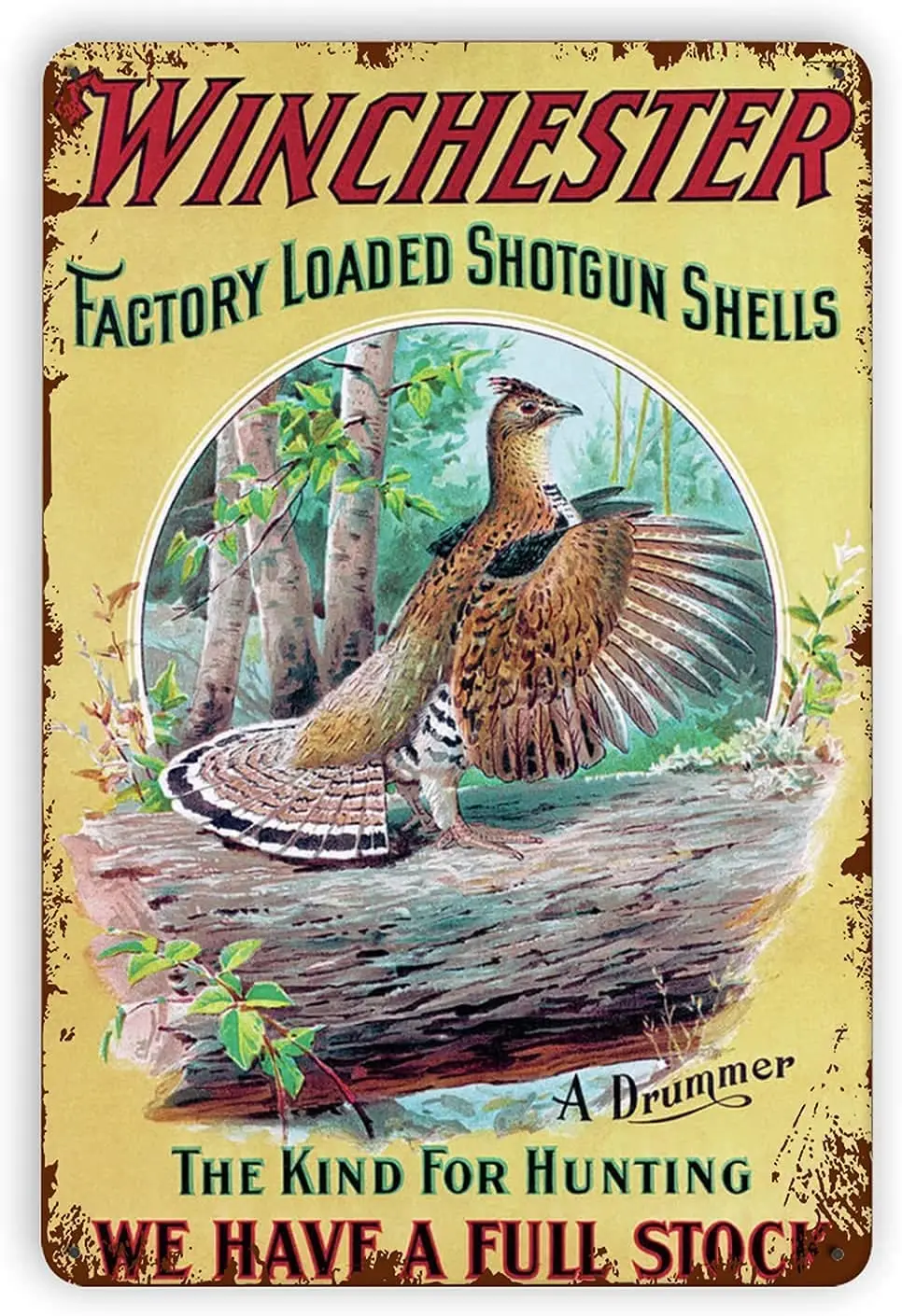 

Winchester Factory Loaded STG Shells Retro Tin Sign Wall Decor, Vintage Hunting Metal Signs for Home Garage Cafe Bar Kitchen