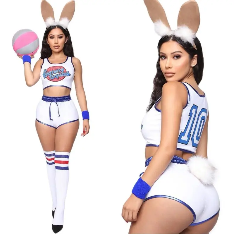 Space Lola Bunny Rabbit Cosplay Costume Rabbit Bunny Jam Costumes Women Girls Halloween Party Clothes Tops Shorts Outfit Set