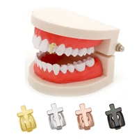 lureen single punk gold silver color cross teeth grillz for unisex hip hop top bottom grills tooth caps fashion jewelry gift