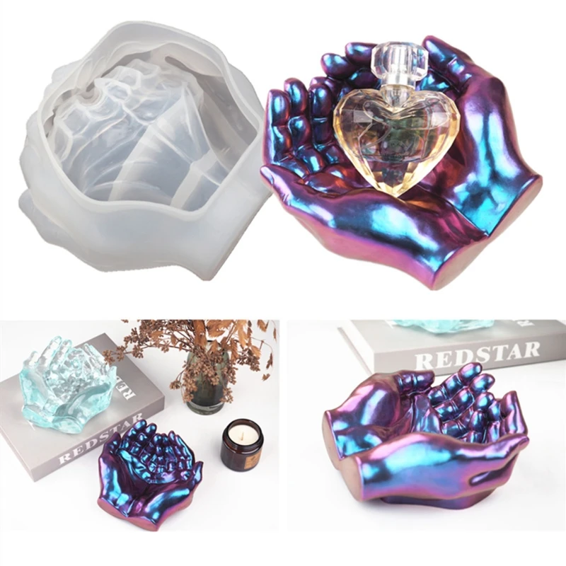 

Double Hands Ashtray Crystal Epoxy Resin Mold DIY Dish Casting Silicone Mould