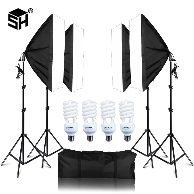 Фотостудия прямоугольная фотография Мягкая коробка 8 Led 20 W комплект освещения для фотосъемки 2 световая подставка 2 Мягкая коробка сумка для переноски для камеры