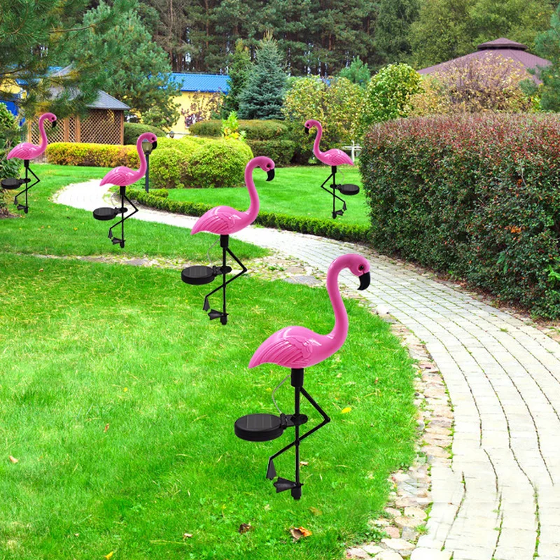 Солнечные Фламинго лужайка лампа садовый декор солнечные огни