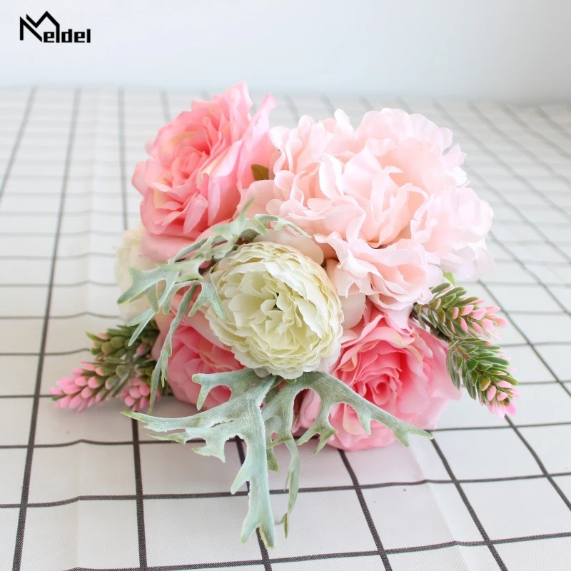 Букет розы мелдель букет невесты свадебный искусственный Шелковый цветок пион