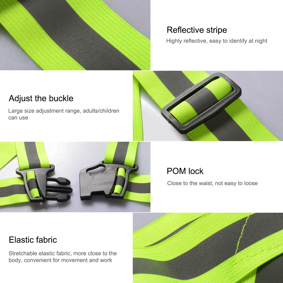 

Safety Reflective Vest+ 2PCS Sports Wrist Strap High Visibility Night Warning Reflective Clothing Outdoor Running Cycling