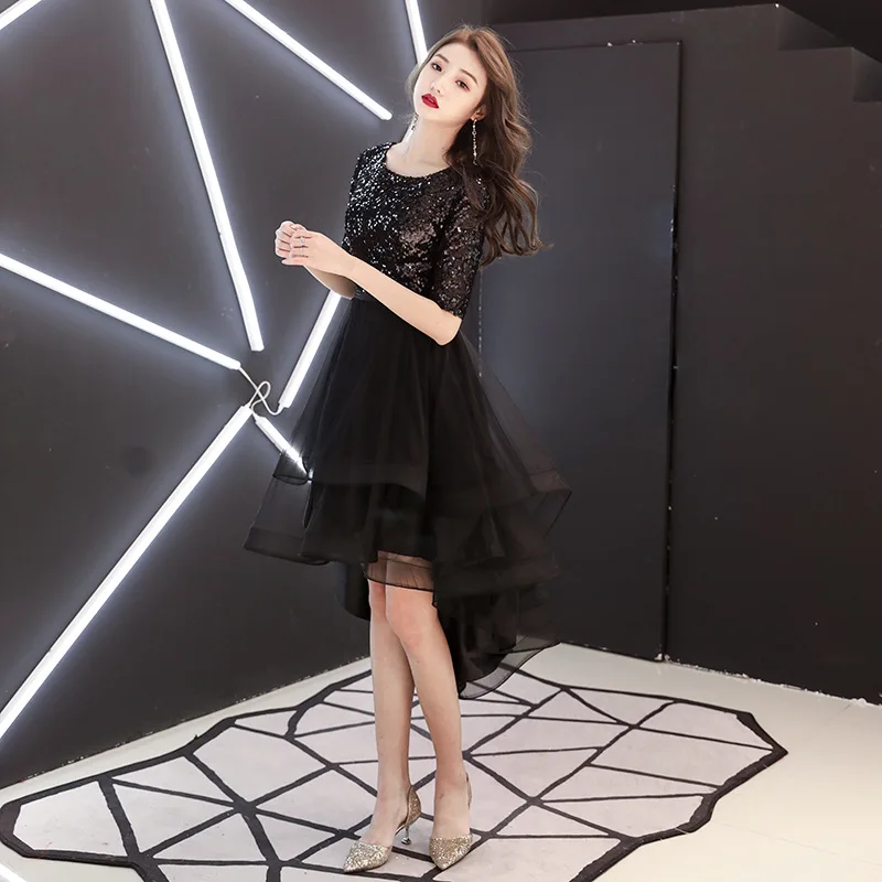 Платье Skyyue для выпускного вечера с короткими рукавами и круглым вырезом