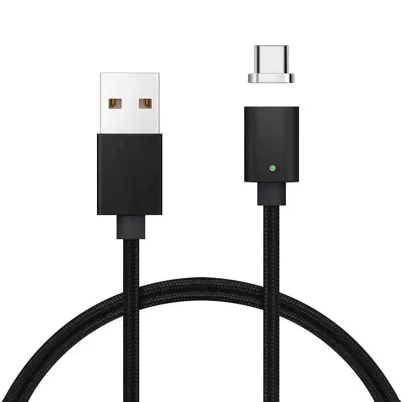 Black Светодиодный магнитный кабель Micro usb type C супер быстрая зарядка телефона Microusb type-C магнитное зарядное устройство usb c для iphone huawei xiaomi - Цвет: Black
